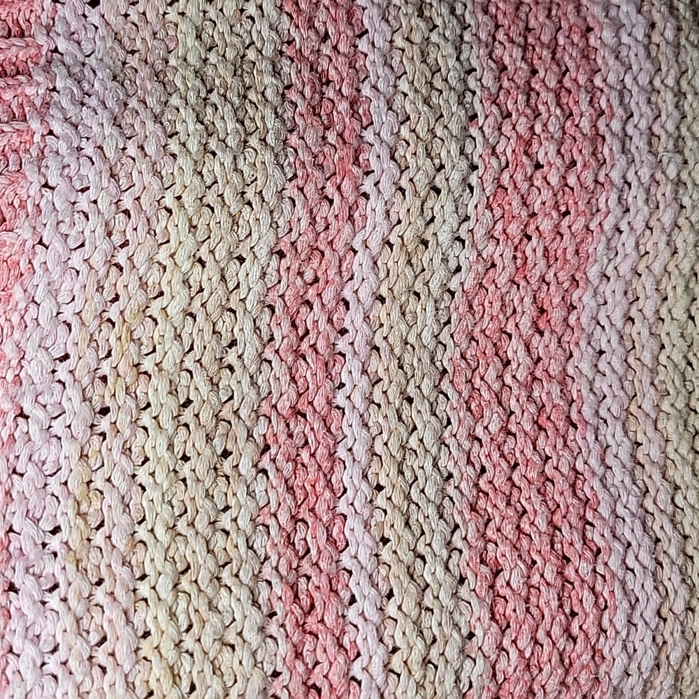 Tory Burch Erin Pink and Cream Striped Cardigan V-neck Woman's XL - Picture 6 of 9
